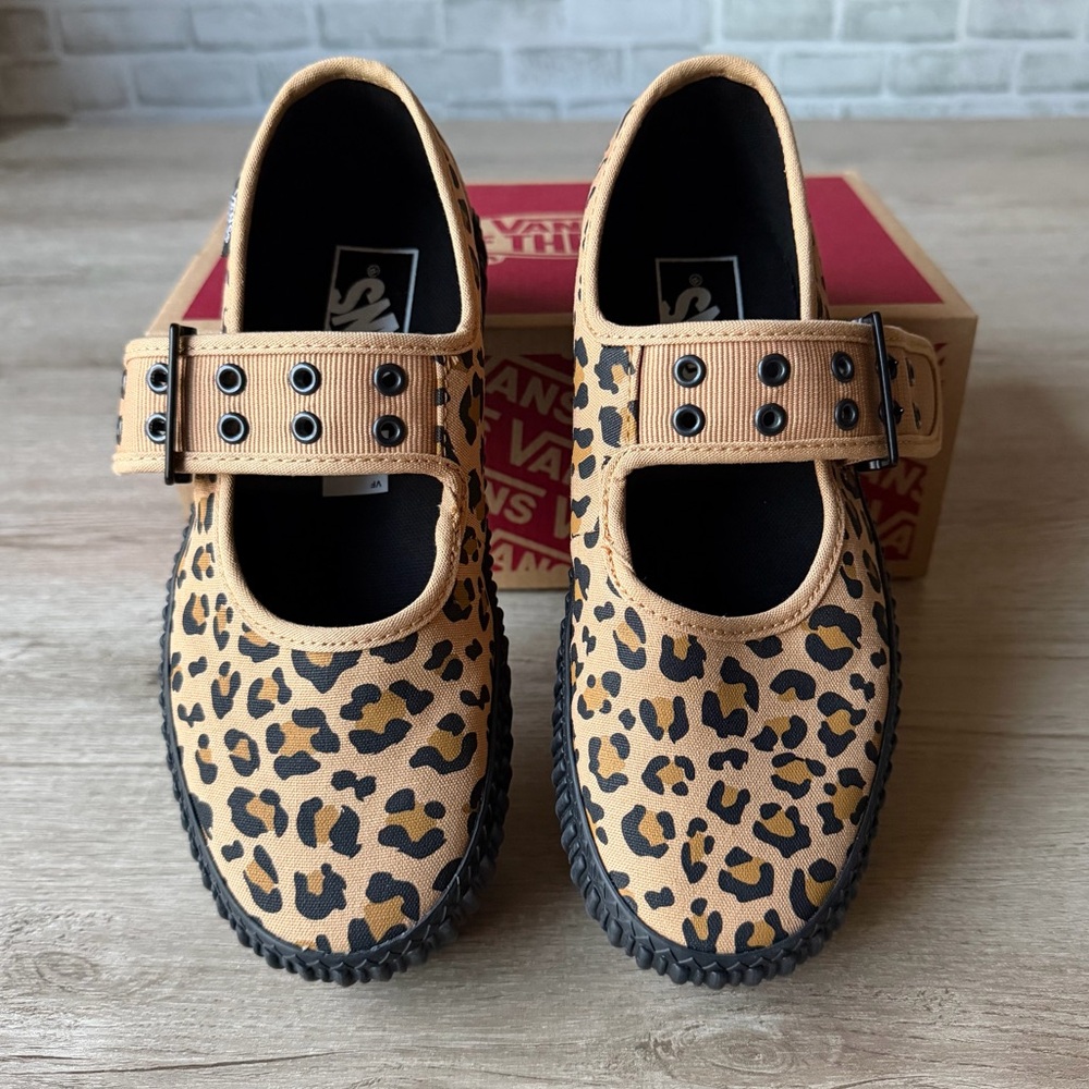 Vans Mary Jane Creeper Leopard Print Platform Shoes NEW Women Sz 5.5 Grunge Core - Picture 2 of 16